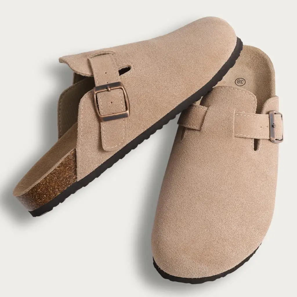 LItfun Leather Cork Slippers For Women Potato Mules Fashion Soft Insole Clogs Sandals With Adjustable Buckle Women Footbed Clogs