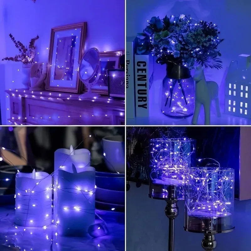 Battery Powered 10/20/30/50/100LEDs String Lights  Copper Wire Light for Holiday Lighting Camping Flower Wedding Christmas Decor
