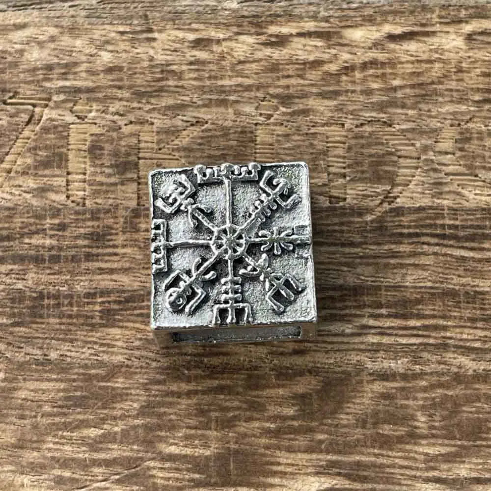 Nostalgia 1pcs Viking Vegvisir Compass Runes Metal Beads For Hair Beard Braids Bracelet Accessories Charms For Jewelry Making