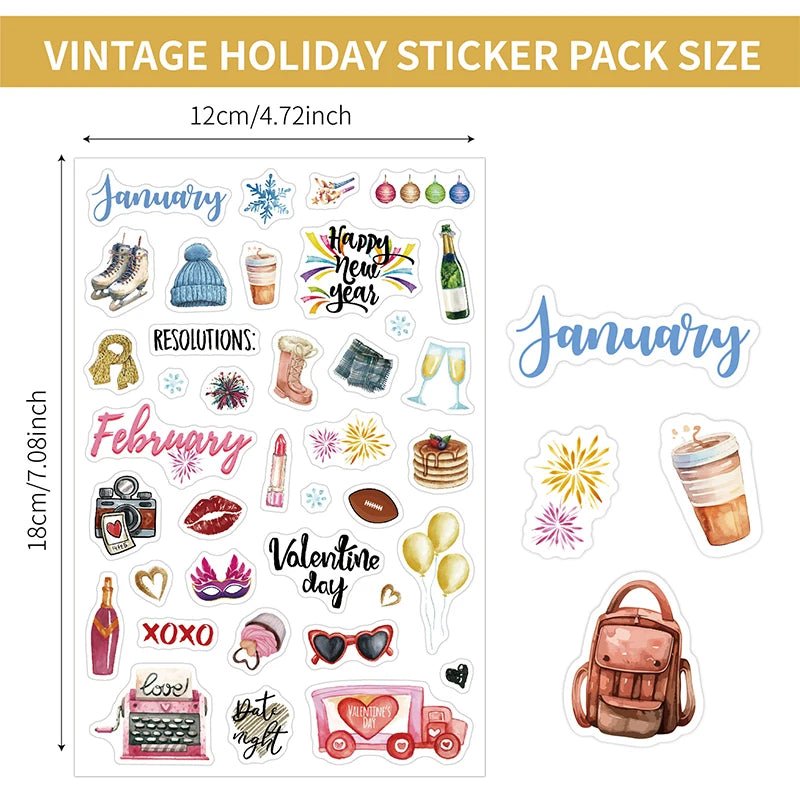 210 Cartoon-themed Planner Stickers English Schedule Management Labels Daily Journal Decorations Holiday-themed Index Tabs