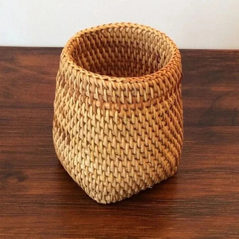 Household Rattan Storage Organizer Box for Utensils Tableware Kitchen Office Supplies Multifunctional Home Organization Basket