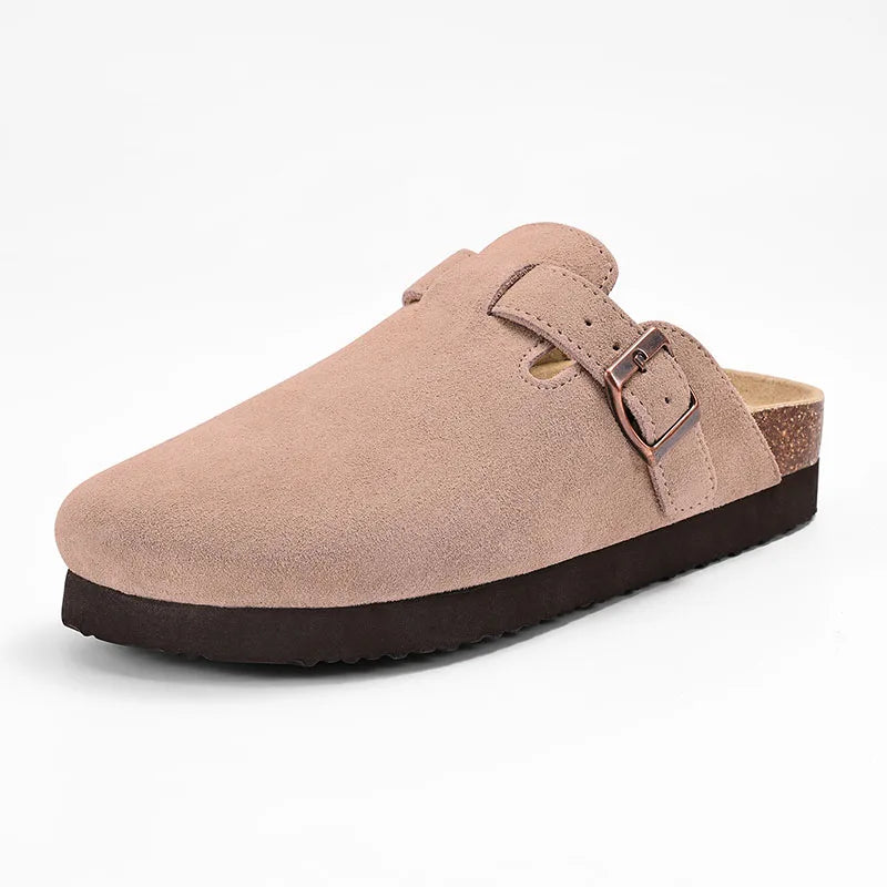 LItfun Leather Cork Slippers For Women Potato Mules Fashion Soft Insole Clogs Sandals With Adjustable Buckle Women Footbed Clogs